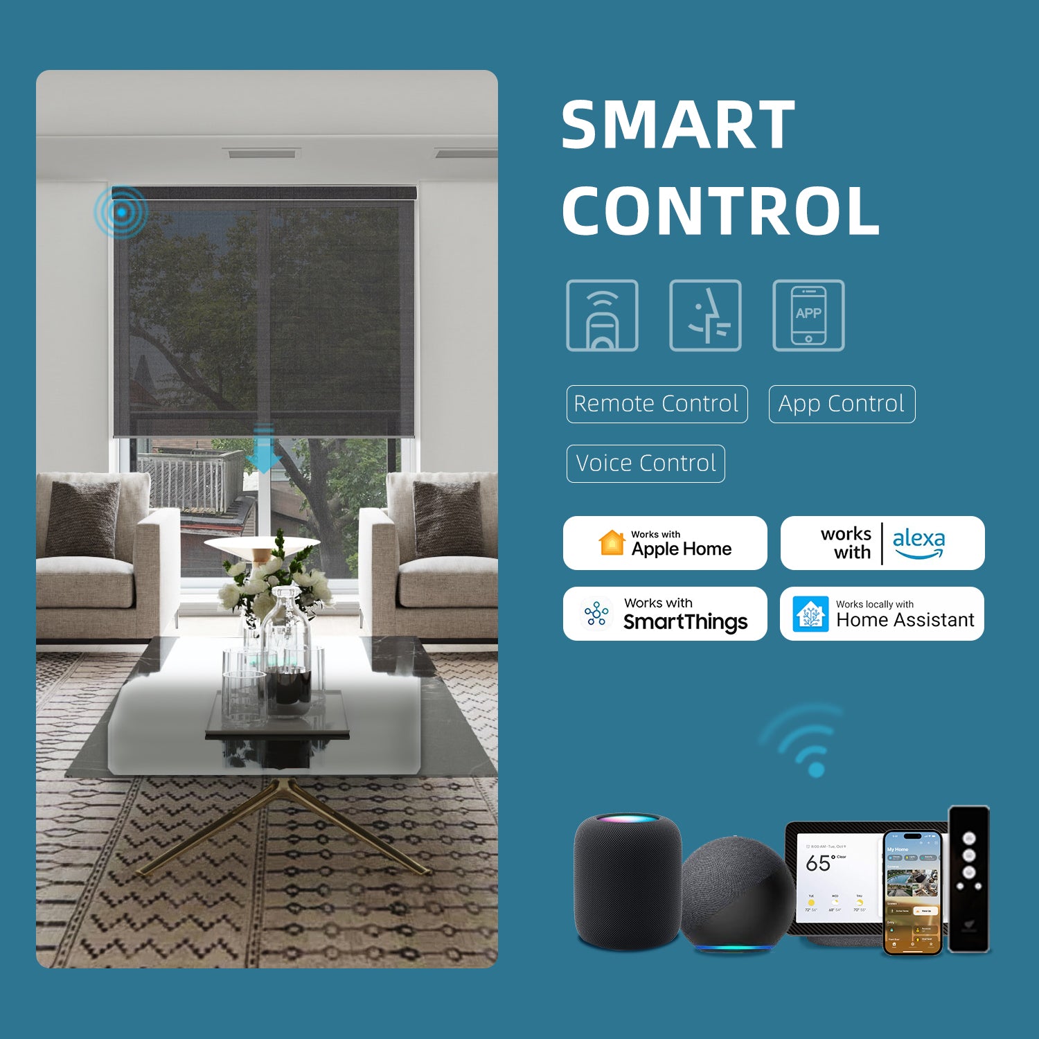 Smart shade control scene for the Matter motor option